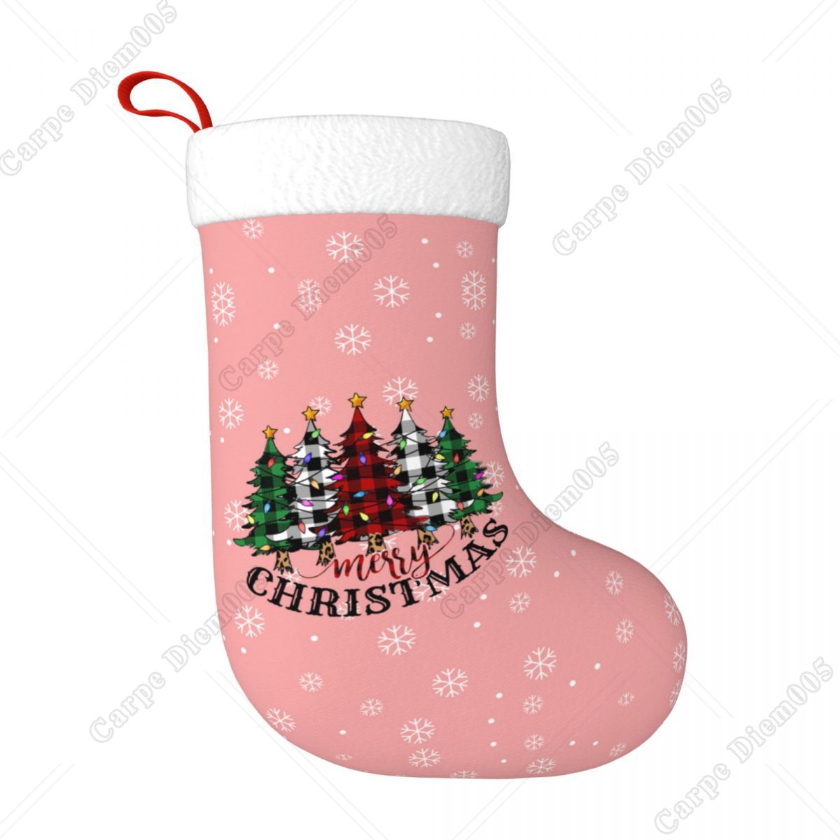 Christmas Stocking Hanging - Stoking pohon Natal kepingan salju merah
