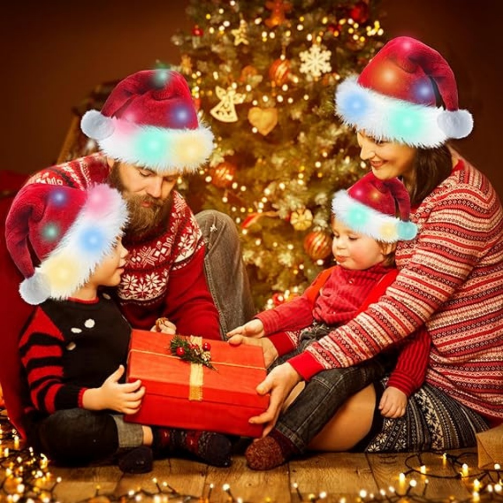 Santa Hat Plush - Topi Santa Natal Lumination Merah Hijau