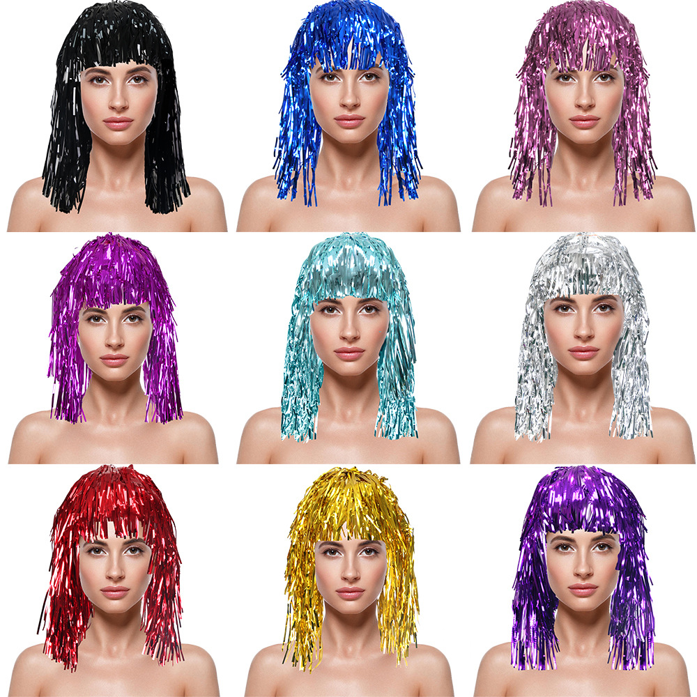 Tinsel Garland Decoration - Wig Cosplay Disko Foil Tinsel Wig