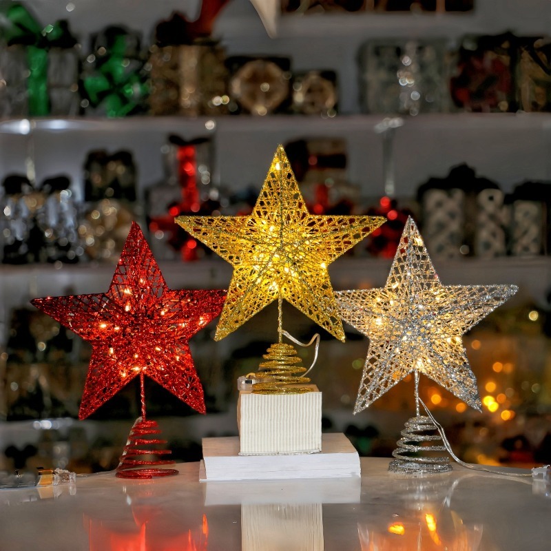 Star Tree Topper - Hiasan Puncak Pohon Natal Bintang Berkilauan,