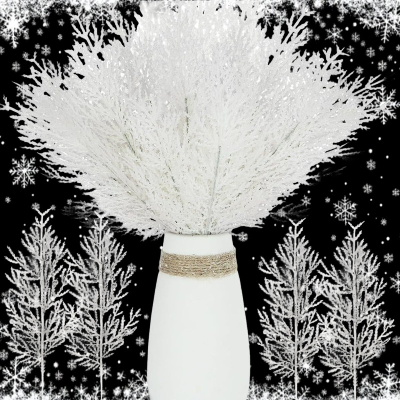 Christmas Wreath Fake - Cabang Jarum Pinus Buatan Putih Natal,