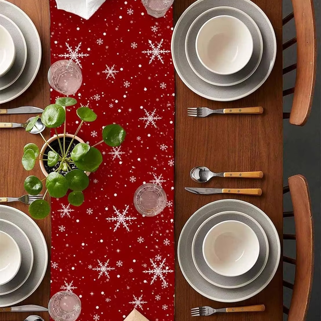 Taplak Meja Merah Motif Pohon  - Christmas Table Runner ulasan dan harga