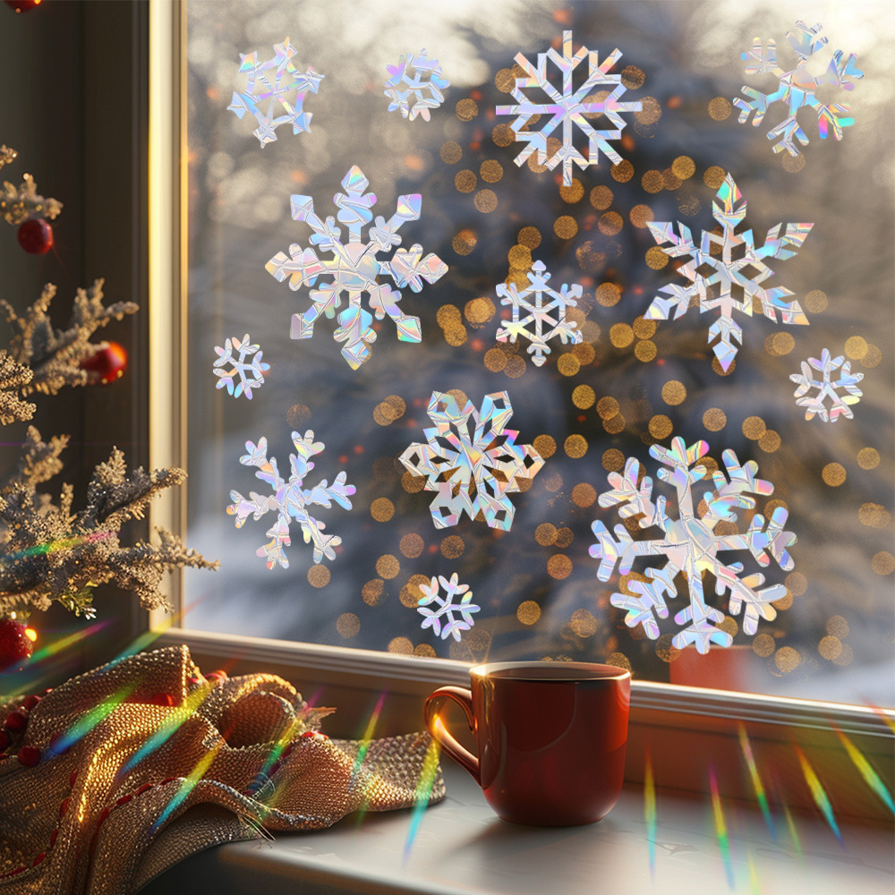 Stiker Dinding Elektrostatik M - Snowflake Window Decal ulasan dan harga