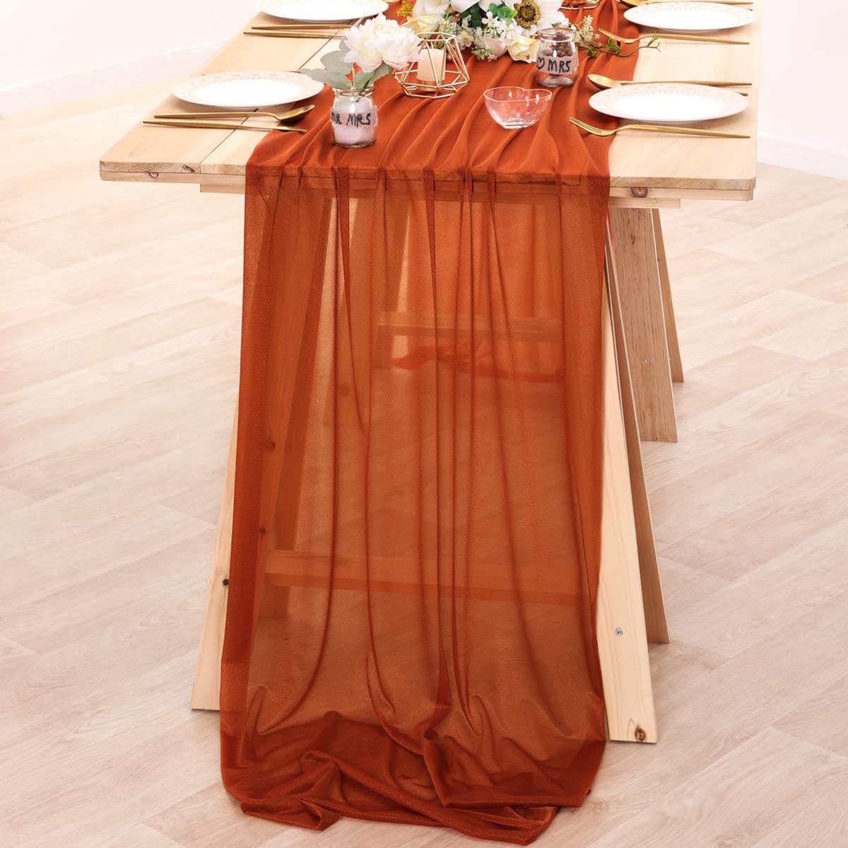 Taplak meja sifon Nude tipis k - Christmas Table Runner ulasan dan harga