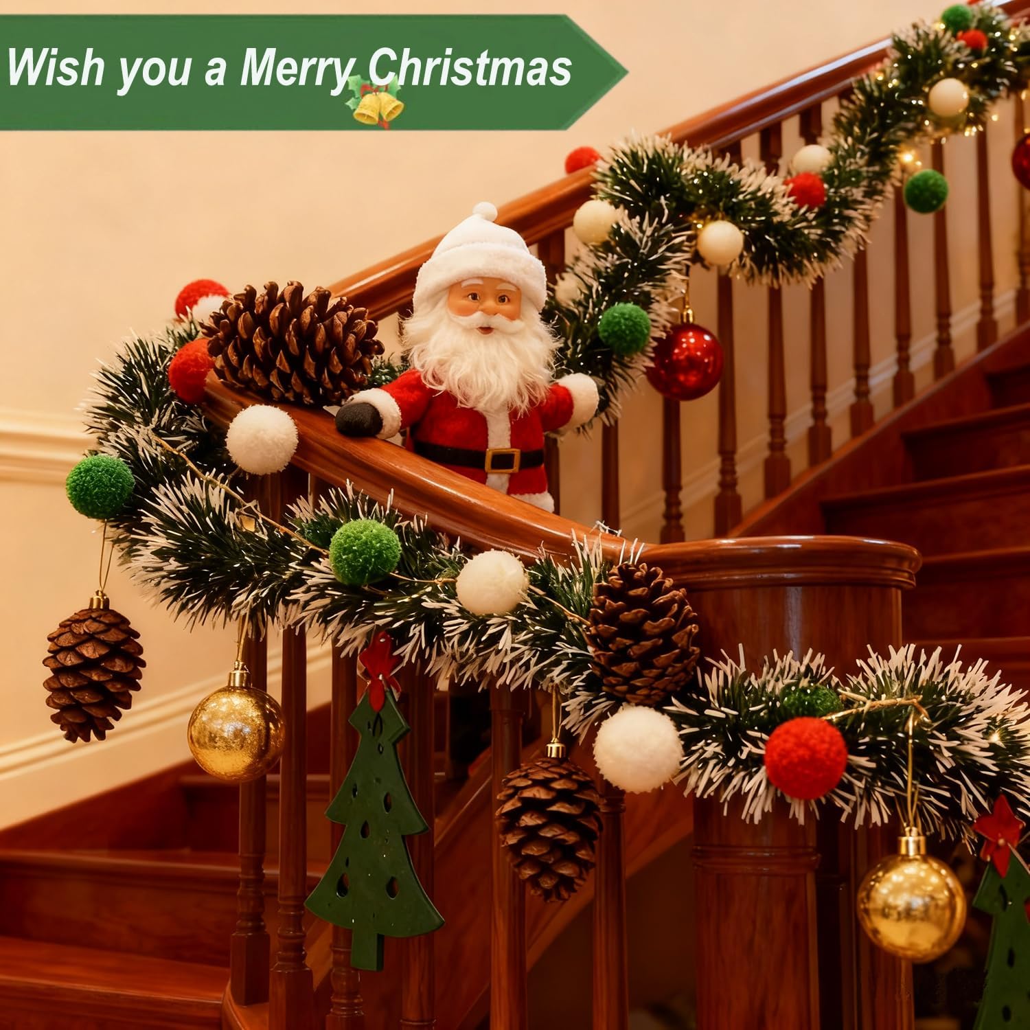 Hiasan Natal Hijau Putih, Garl - Tinsel Garland Decoration ulasan dan harga