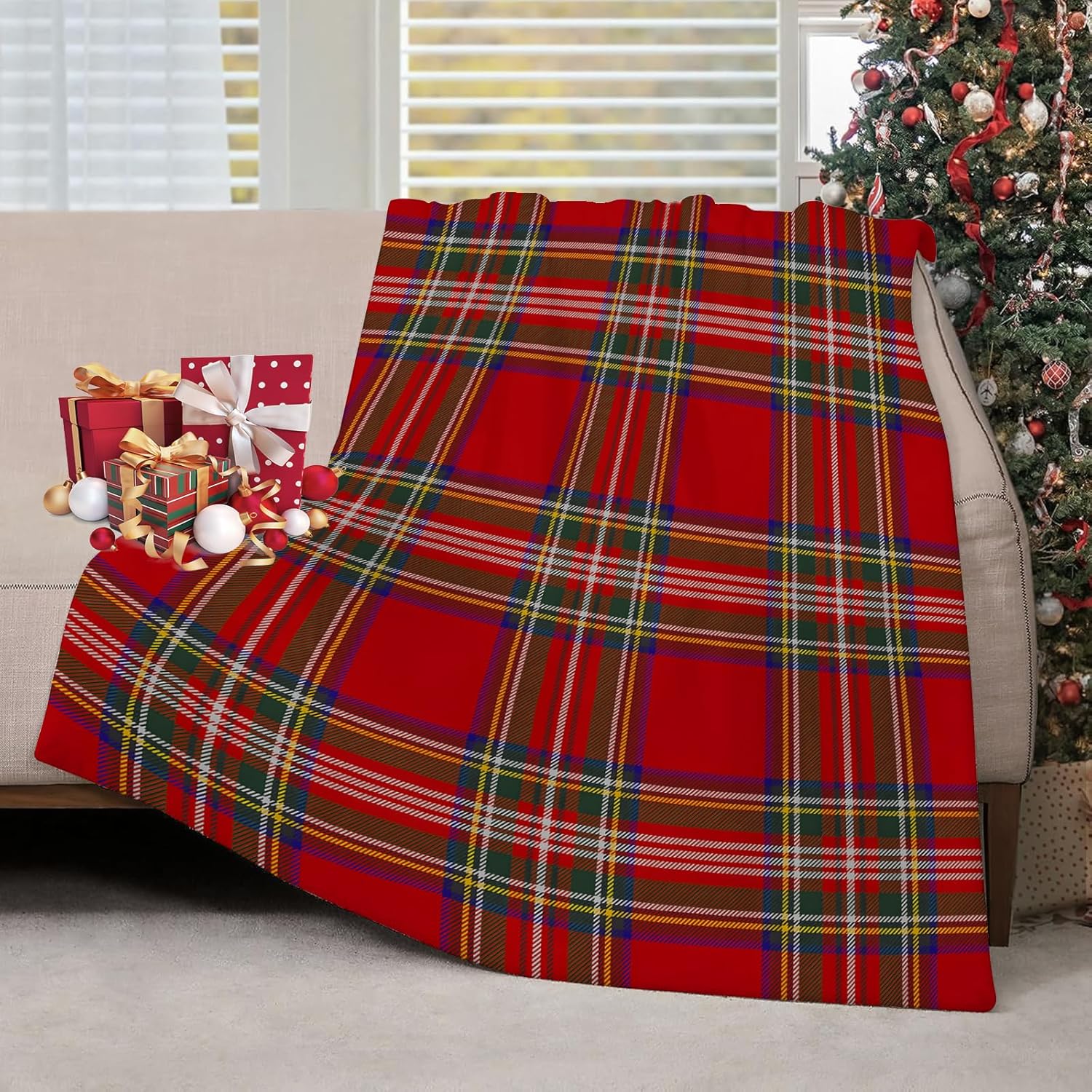 Selimut Lempar Motif Kotak-kot - Christmas Throw Blanket ulasan dan harga