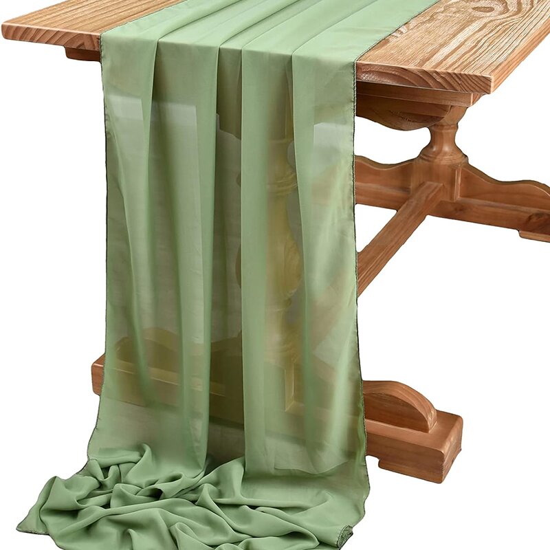 Taplak meja sifon hijau Sage,  - Christmas Table Runner ulasan dan harga