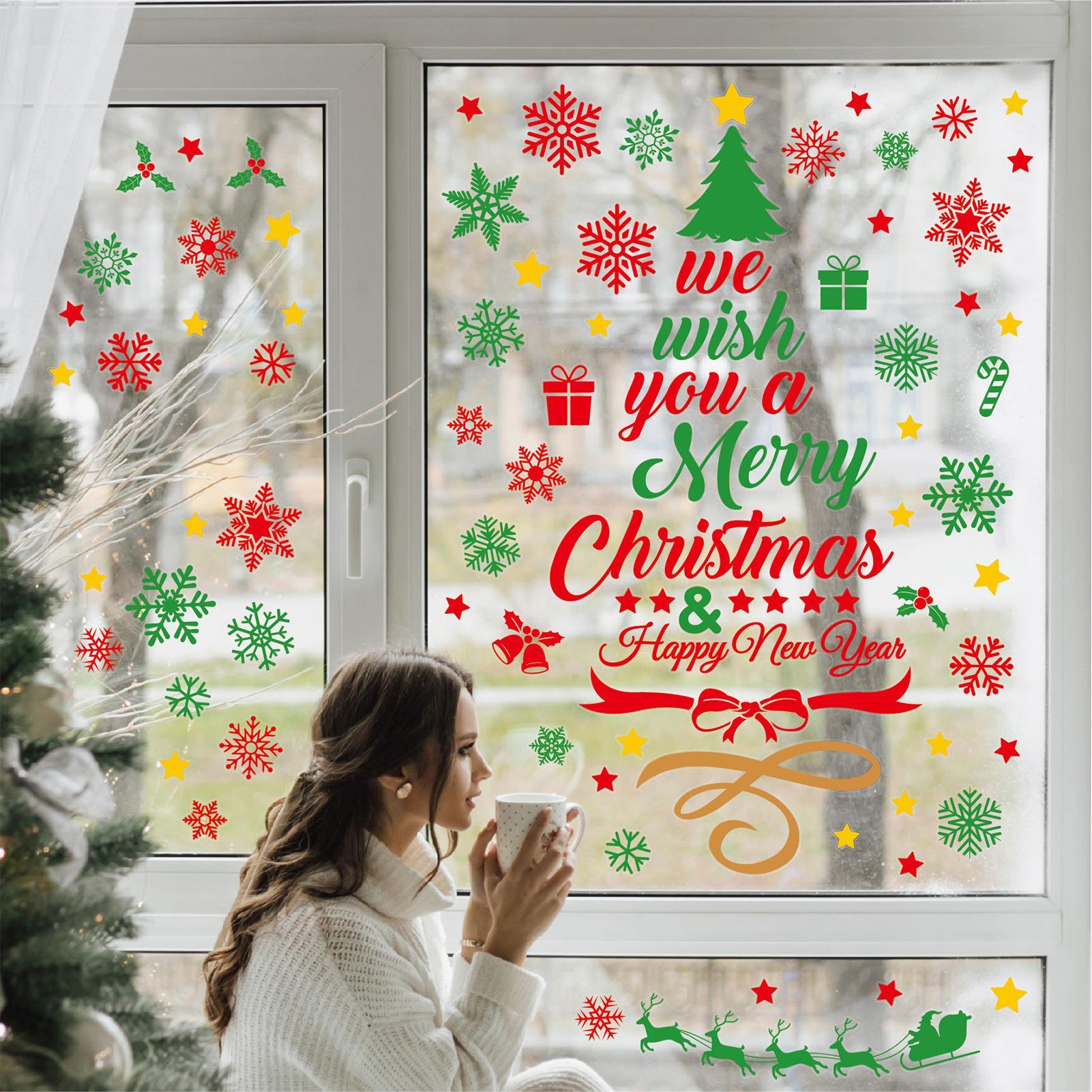 3 Buah Stiker Dinding Natal St - Snowflake Window Decal ulasan dan harga